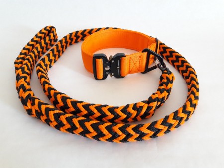 Vodítko pletené zo šnúrok a obojok "Farebná kobra"